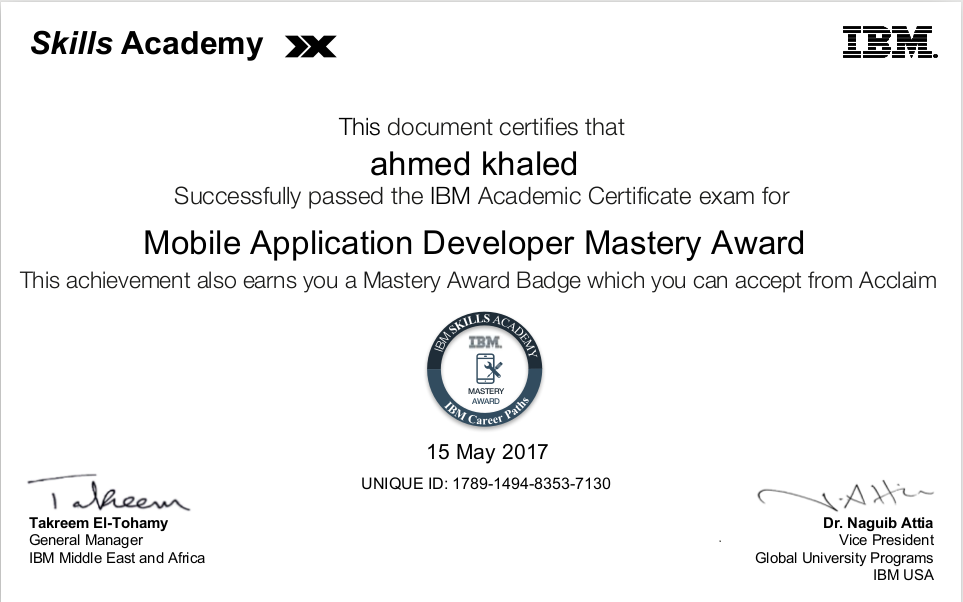 IBM Mobile Application Developer